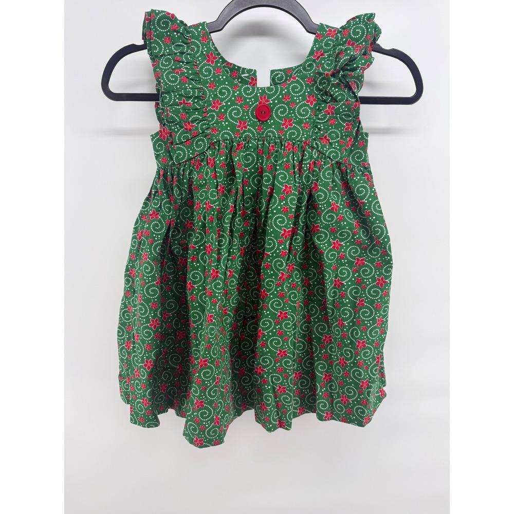 Eleanor Rose Girls Green Red Floral Lacey Dress Christmas Holiday Size 4-5